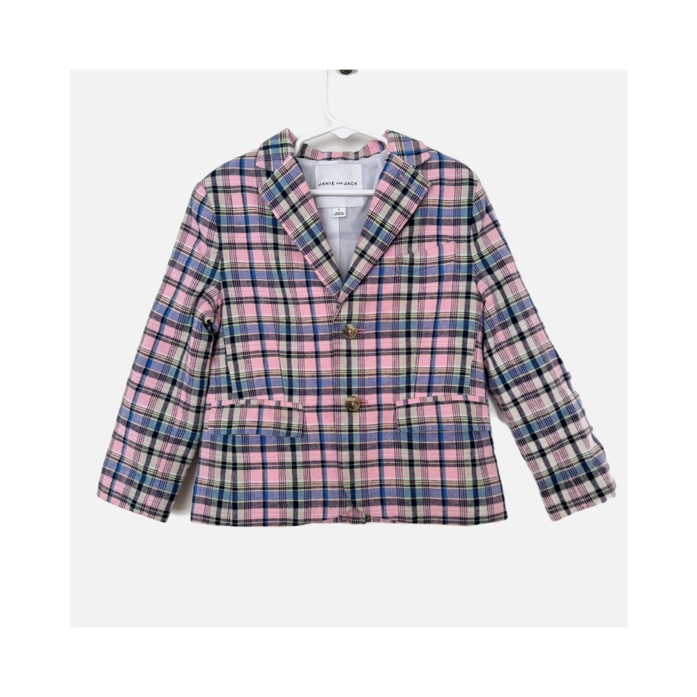 NWT Janie and Jack Pink and Blue Plaid Blazer Kids Size 5
